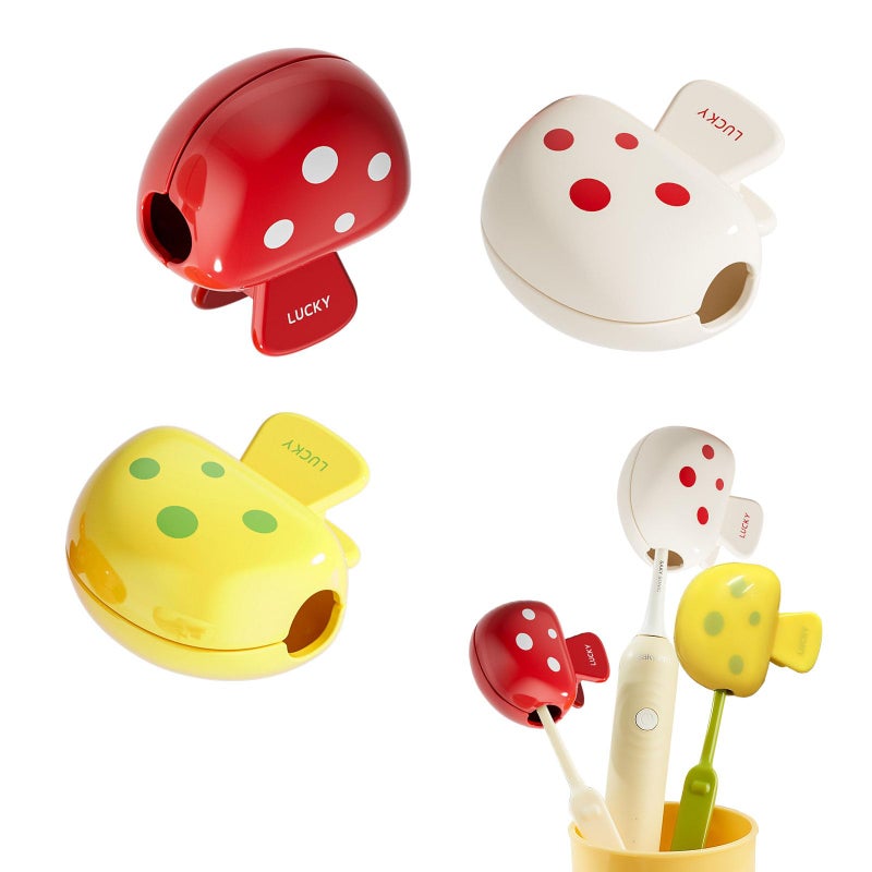 QQdou Toothbrush Cover, 3PCS Travel Portable Toothbrush Head Covers, Cute Mushroom Shape Cap, Toothbrush Protector Case for Adults Kids, for Home Travel Outdoor Camping Hiking Business Trip-Mushroom
